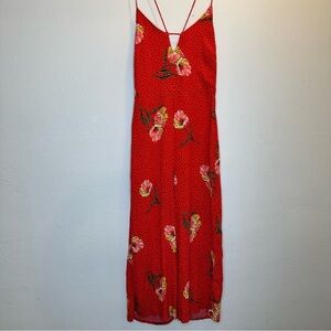Topshop Red Floral Jumpsuit Size 4